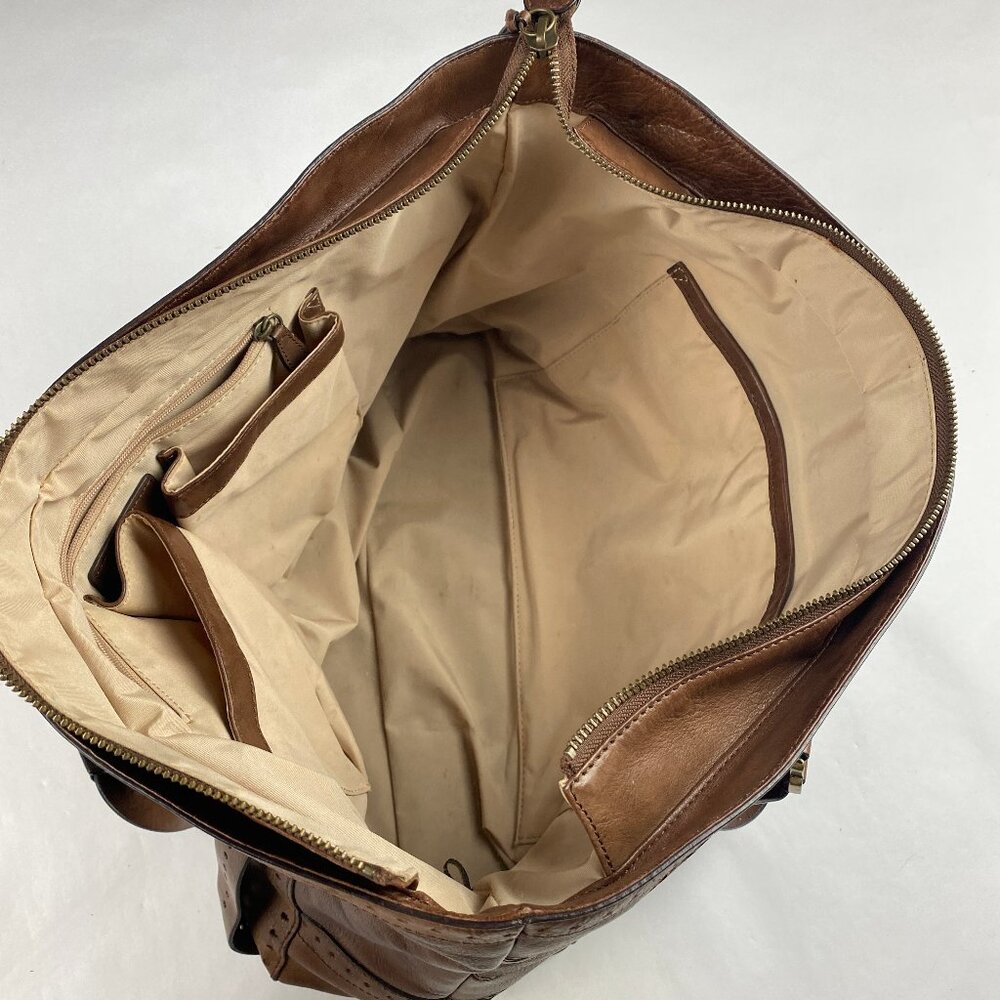 Cole Haan Sierra Lasercut Brown Leather Shoulder Bag Boho - Picture 3 of 16